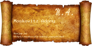 Moskovitz Adony névjegykártya